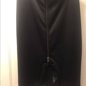 Black high waist skirt with leather trim